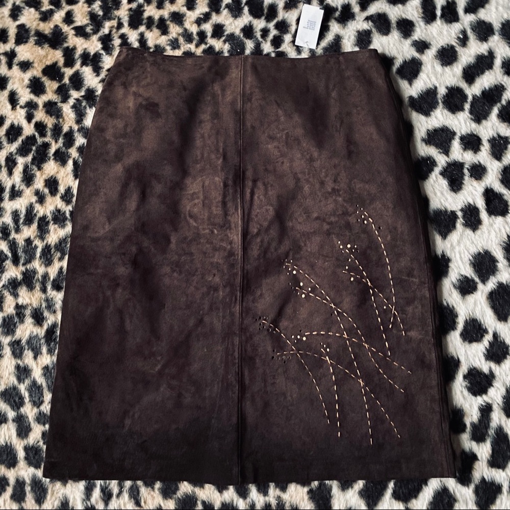 NWT Ann Taylor LOFT brown leather skirt